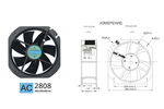 Вентилятор Suntronix SJ2808HA2 220В 28080 280х280х80 0.6A 119W 2550RPM 30.9м3/мин 68dB осевой промышленный большой производительности термостойкий